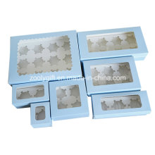 Take-out Paper Cupcake Box / Printed Cardboard Paper Cupcake Box with Insert and Clear Window